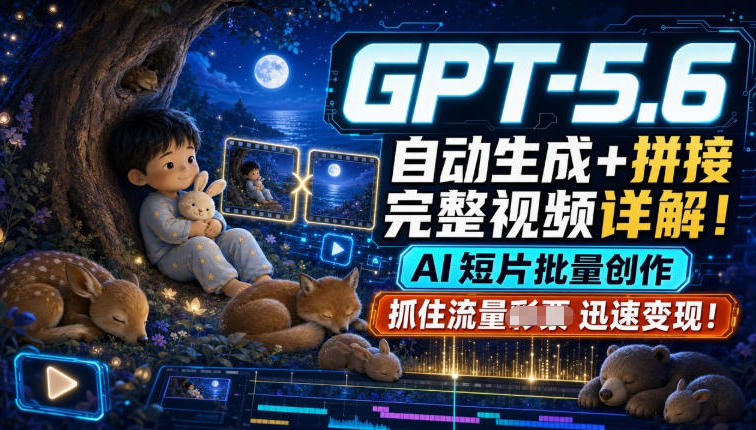 GPT-5.6自动生成＋拼接完整视频详解，AI短片批量创作，抓住流量迅速变现！-副业终点站