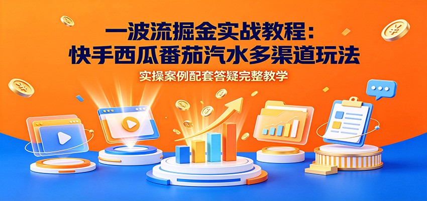 一波流掘金实战教程:快手西瓜番茄汽水多渠道玩法,实操案例配套答疑完整教学-副业终点站