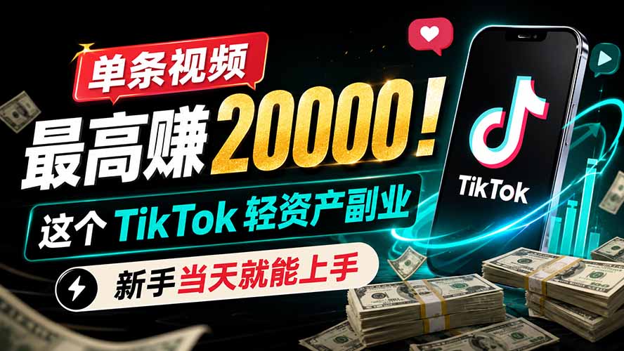 单条视频最高赚 20000!这个 TikTok 轻资产副业,新手当天就能上手-副业终点站