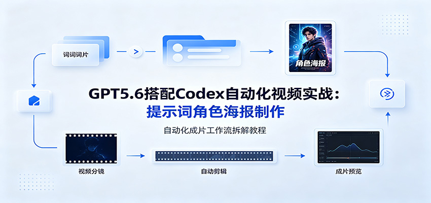 GPT5.6搭配Codex自动化视频实战:提示词角色海报制作,自动化成片工作流拆解教程-副业终点站
