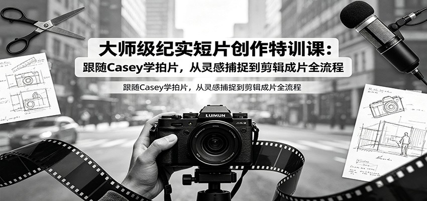 大师级纪实短片创作特训课:跟随Casey学拍片,从灵感捕捉到剪辑成片全流程-副业终点站