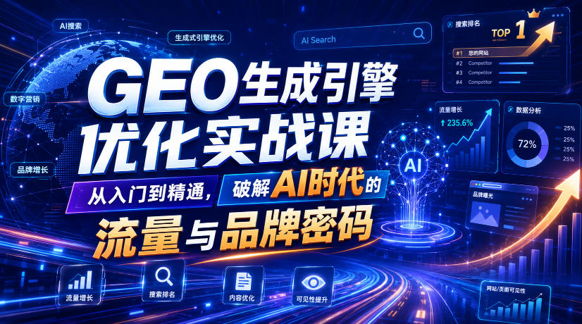 GEO生成引擎优化实战课，从入门到精通，破解AI时代的流量与品牌密码-副业终点站