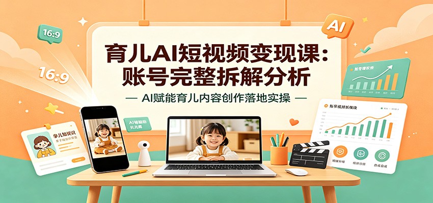 育儿AI短视频变现课:账号完整拆解分析,AI赋能育儿内容创作落地实操-副业终点站