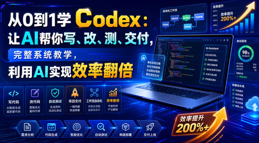 从0到1学Codex：让AI帮你写、改、测、交付，完整系统教学，利用AI实现效率翻倍-副业终点站