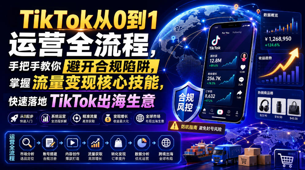 TikTok从0到1运营全流程，手把手教你避开合规陷阱，掌握流量变现核心技能，快速落地TikTok出海生意(更新7月)-副业终点站