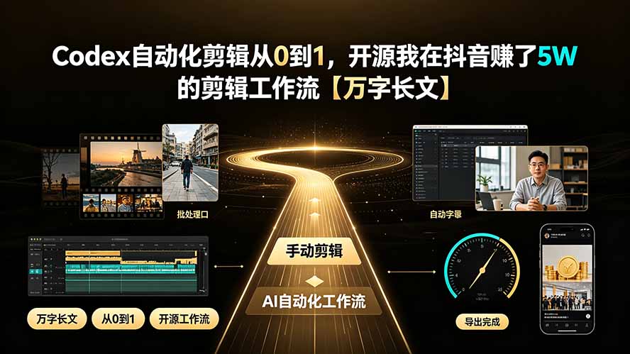 Codex自动化剪辑从0到1,开源我在抖音赚了5W 的剪辑工作流【万字长文】-副业终点站