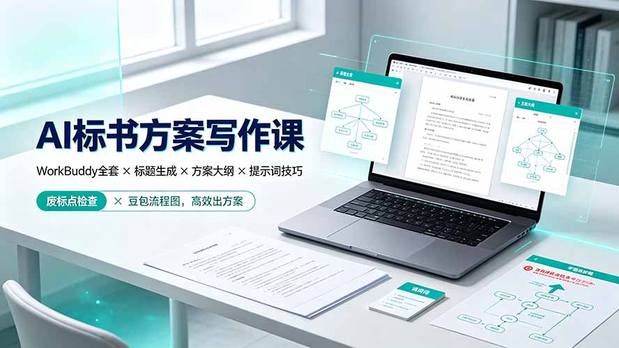 AI标书方案写作课:WorkBuddy全套×标题生成×方案大纲×提示词技巧×废标点检查×豆包流程图,高效出方案-副业终点站