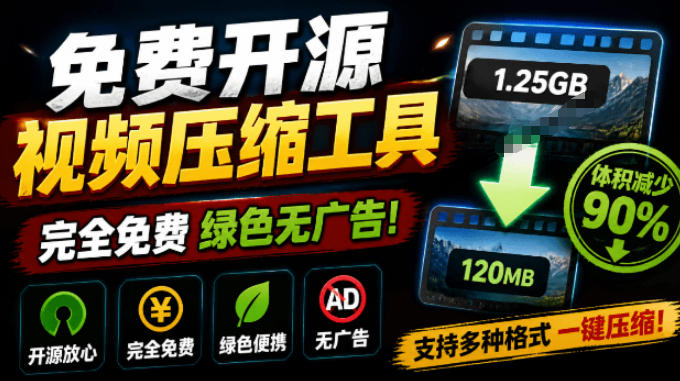 Github开源视频压缩瘦身工具,轻松压缩90%,并保持画质清晰,完全免费绿色无广告!VideoSlim-副业终点站