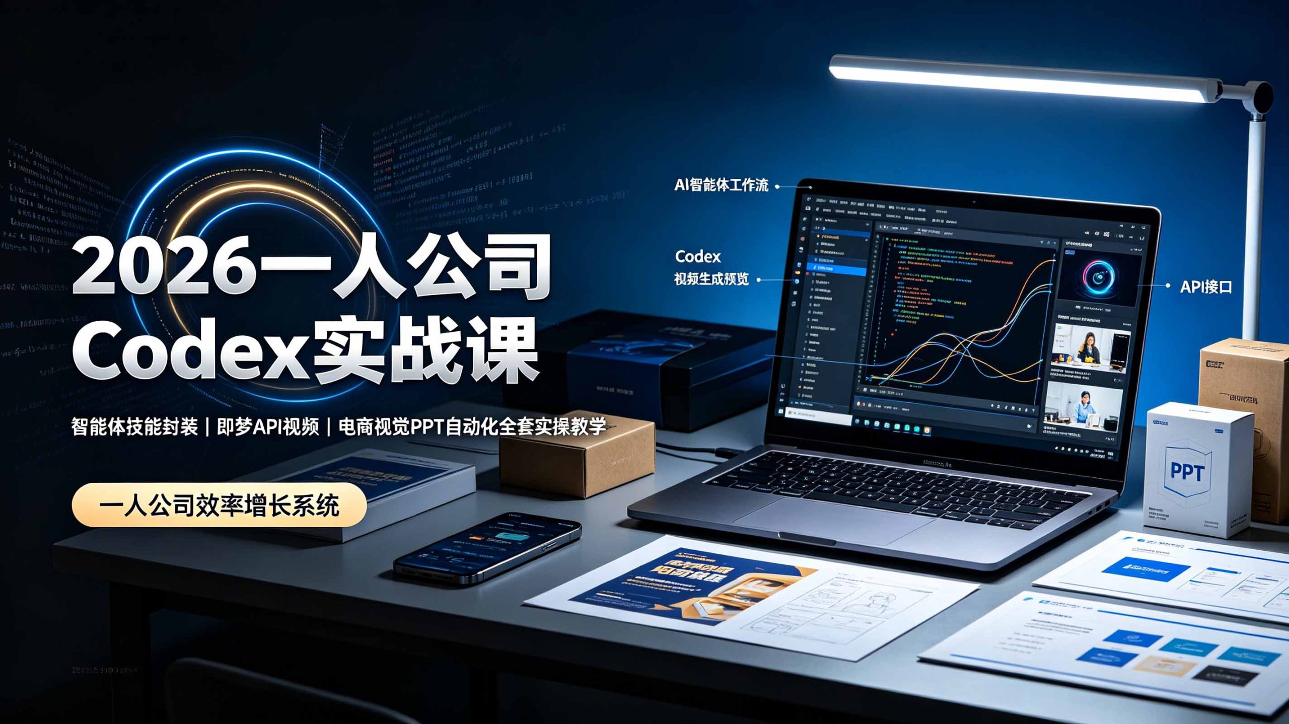 2026一人公司Codex实战课◆智能体技能封装｜即梦API视频｜电商视觉PPT自动化全套实操教学-副业终点站