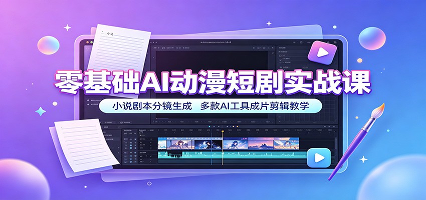 零基础AI动漫短剧实战课：小说剧本分镜生成，多款AI工具成片剪辑教学-副业终点站