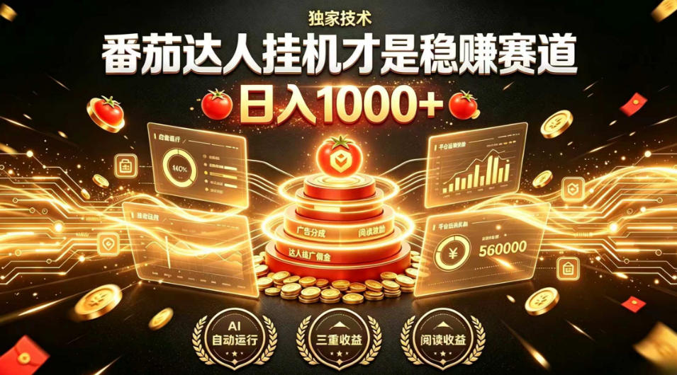 别再瞎找副业！番茄达人挂G才是稳賺赛道，日入1000+，全程傻瓜式操作，可矩阵放大【揭秘】-副业终点站