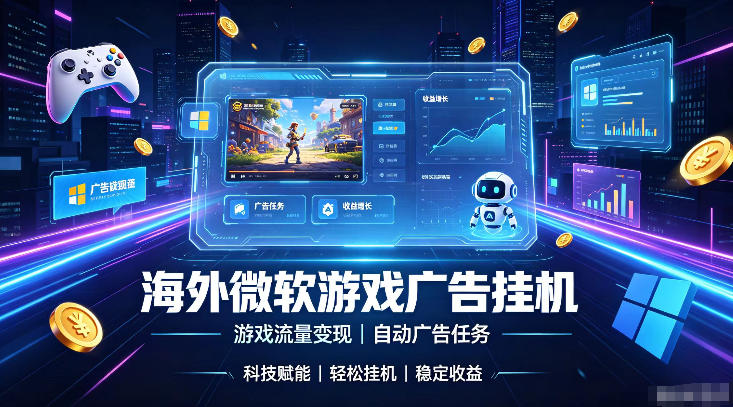 海外游戏广告自动挂G,轻资产海外副业风口,单设备稳定产出500+【揭秘】-副业终点站