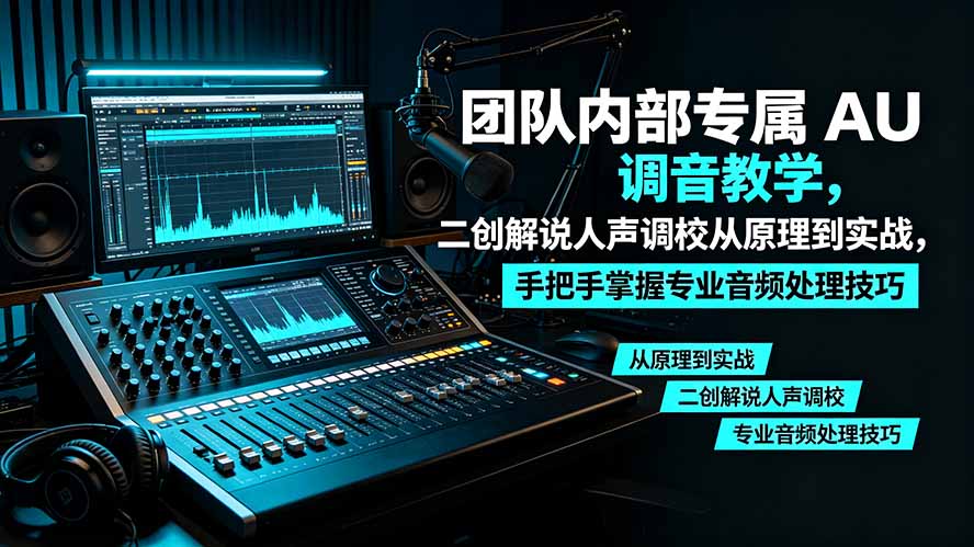 某大佬团队内部专属 AU 调音教学,二创解说人声调校从原理到实战,手把手掌握专业音频处理技巧-副业终点站