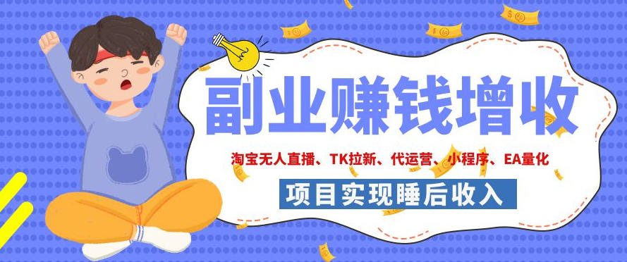 2026年多个真实落地副业项目,手把手带你搭建被动收入管道(淘宝无人直播、海外TK拉新、CSGO饰品交易、去水印小程序等)【揭秘】-副业终点站