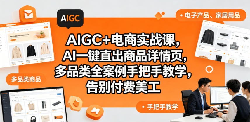 AIGC+电商实战课,AI一键直出商品详情页,多品类全案例手把手教学,告别付费美工(更新0725)-副业终点站
