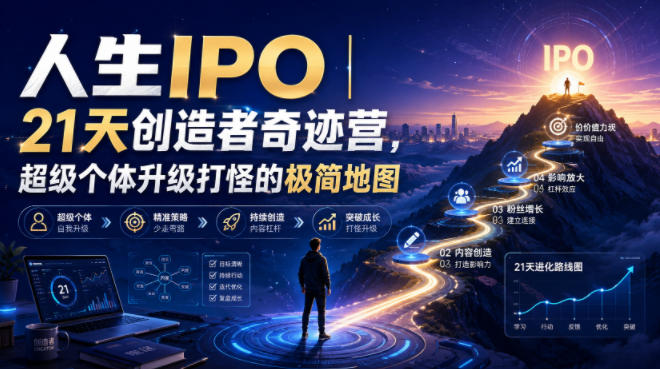 人生IPO︱21天创造者奇迹营，​超级个体升级打怪的极简地图-副业终点站