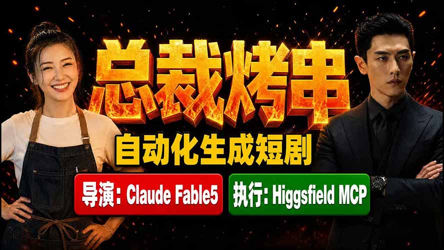 《总裁烤串》真人短剧全自动诞生！Claude Fable5 当导演，Higgsfield MCP 执行！-副业终点站