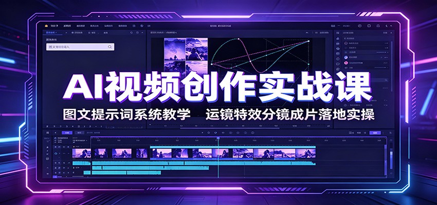 AI视频创作实战课：图文提示词系统教学，运镜特效分镜成片落地实操-副业终点站