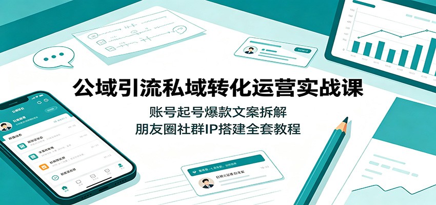 公域引流私域转化运营实战课:账号起号爆款文案拆解,朋友圈社群IP搭建全套教程-副业终点站