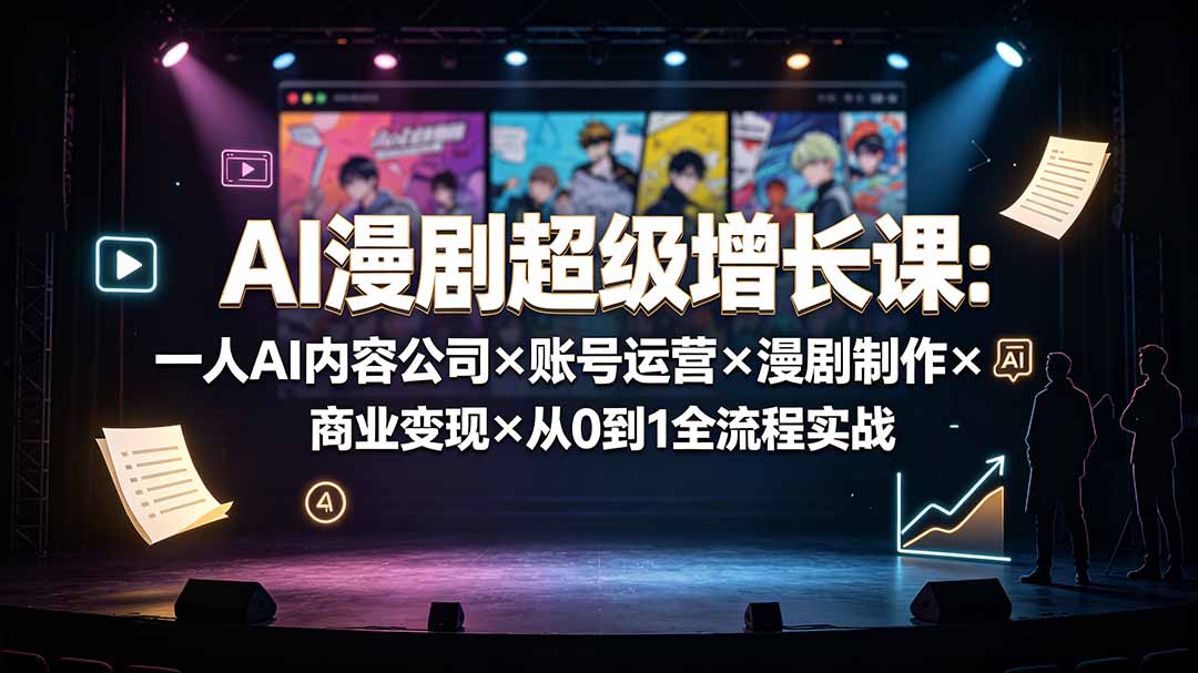 AI漫剧超级增长课：一人AI内容公司×账号运营×漫剧制作×商业变现×从0到1全流程实战-副业终点站
