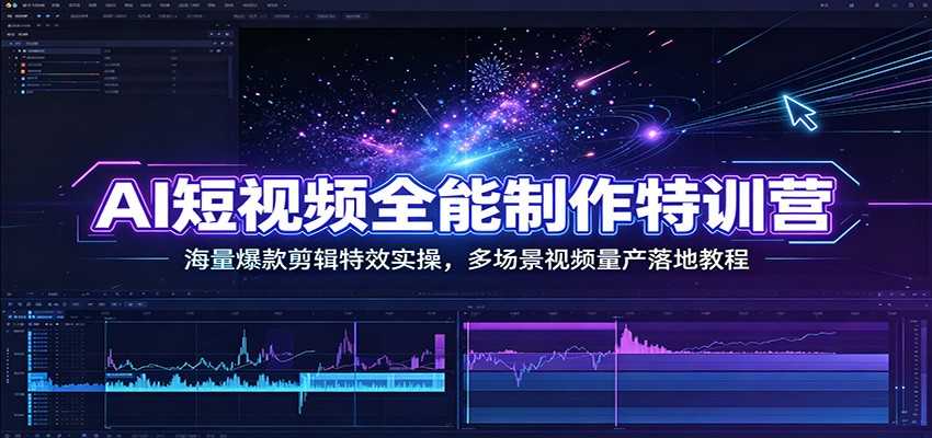 AI短视频全能制作特训营:海量爆款剪辑特效实操,多场景视频量产落地教程-副业终点站