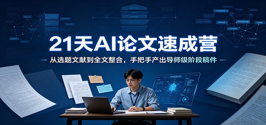 21天AI论文速成营:从选题文献到全文整合,手把手产出导师级阶段稿件-副业终点站