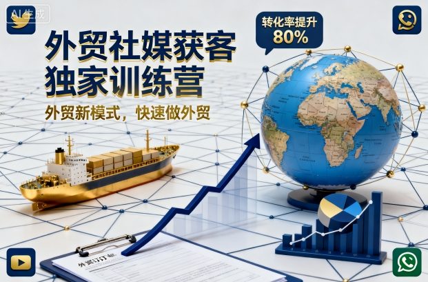 外贸社媒获客独家训练营，外贸新模式，快速做外贸(更新26年07月27日)-副业终点站