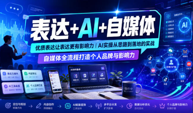 表达+AI+自媒体，优质表达让表达更有影响力|AI实操从思路到落地的实战|自媒体全流程打造个人品牌与影响力-副业终点站