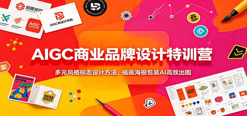 AIGC商业品牌设计特训营：多元风格标志设计方法，插画海报包装AI高效出图-副业终点站