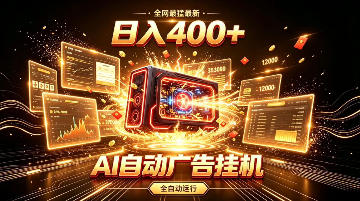 全网最猛最新的AI自动广告挂G，狠收益日入400+，真正做到躺賺式变现【揭秘】-副业终点站