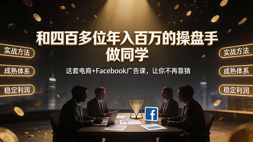和四百多位年入百万的操盘手做同学——这套电商+Facebook广告课，让你不再靠猜【原创双语字幕】-副业终点站