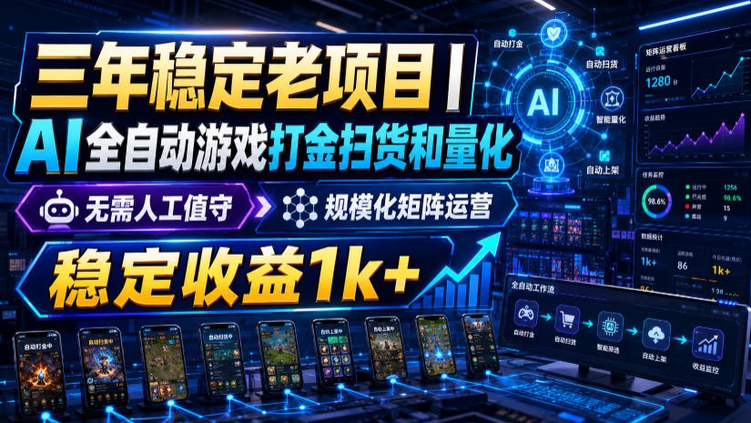 稳定三年的海外游戏全自动搬砖玩法，日入千元，无脑操作！-副业终点站