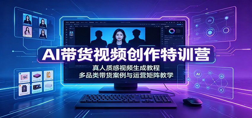 AI带货视频创作特训营：真人质感视频生成教程，多品类带货案例与运营矩阵教学-副业终点站