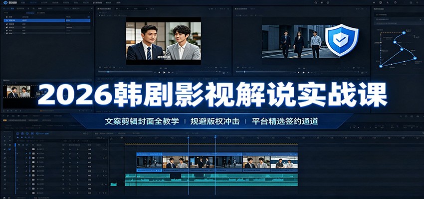 2026韩剧影视解说实战课：文案剪辑封面全教学，规避版权冲击平台精选签约通道-副业终点站
