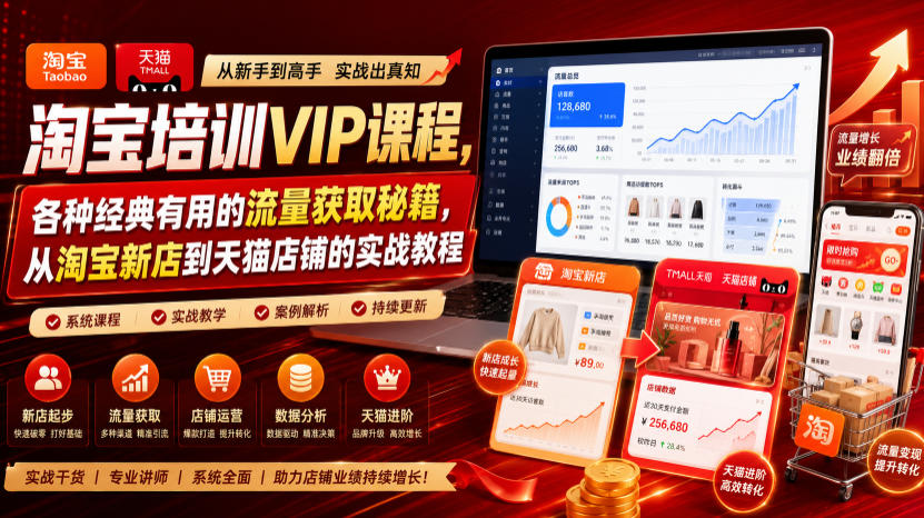 淘宝培训VIP课程，各种经典有用的流量获取秘籍，从淘宝新店到天猫店铺的实战教程(更新7月29日)-副业终点站
