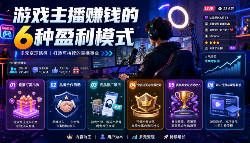 付费文章：游戏主播賺钱的6种盈利模式-副业终点站