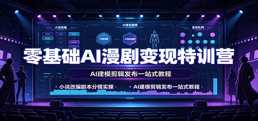 零基础AI漫剧变现特训营:小说改编剧本分镜实操,AI建模剪辑发布一站式教程-副业终点站