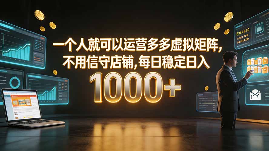 一个人就可以运营多多虚拟矩阵，不用值守店铺，每日稳定日入 1000+-副业终点站