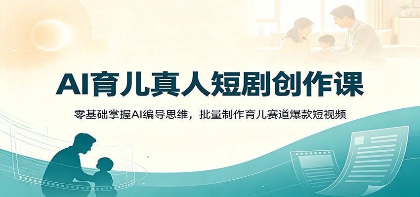 AI育儿真人短剧创作课：零基础掌握AI编导思维，批量制作育儿赛道爆款短视频-副业终点站