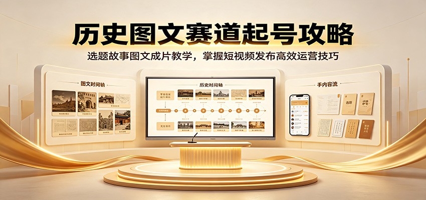 历史图文赛道起号攻略:选题故事图文成片教学,掌握短视频发布高效运营技巧-副业终点站