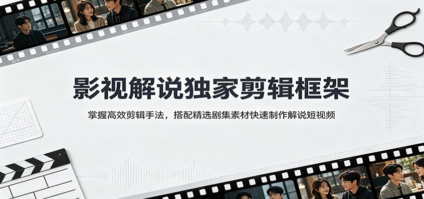 影视解说独家剪辑框架:掌握高效剪辑手法,搭配精选剧集素材快速制作解说短视频-副业终点站