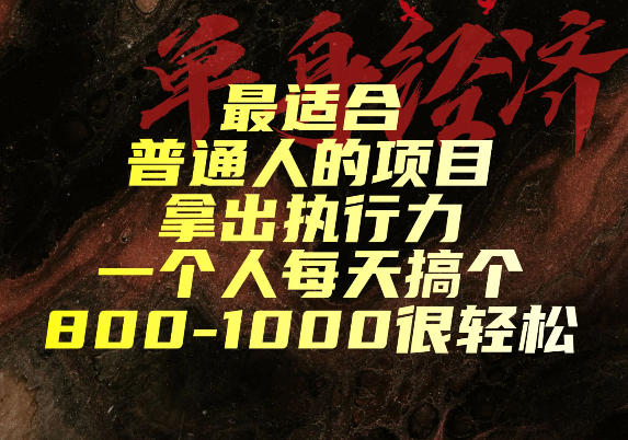 最适合普通人的项目,拿出执行力一个人每天搞个800-1k很轻松【揭秘】-副业终点站
