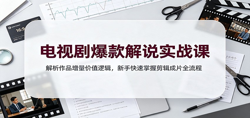 电视剧爆款解说实战课:解析作品增量价值逻辑,新手快速掌握剪辑成片全流程-副业终点站