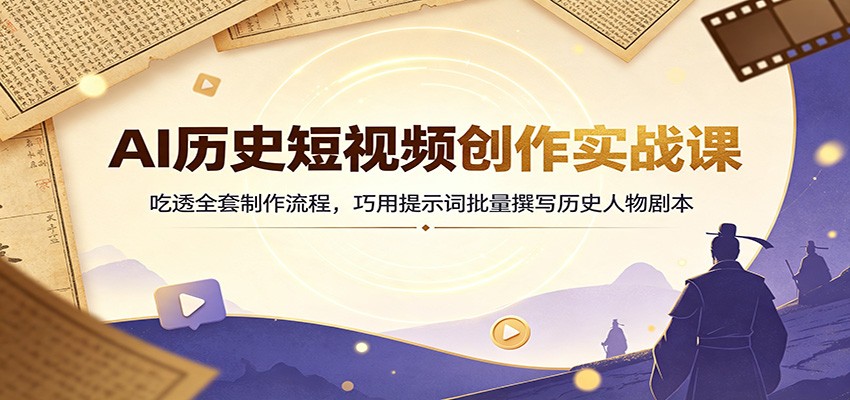 AI历史短视频创作实战课：吃透全套制作流程，巧用提示词批量撰写历史人物剧本-副业终点站