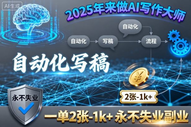 2025年来做AI写作大师，自动化写稿，一单2张-1k+，永不失业副业-87创业网
