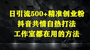 日引流500+精准创业粉，抖音共情自热打法，工作室都在用的方法-87创业网
