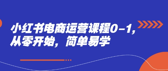 小红书电商运营课程0-1，从零开始，简单易学-87创业网
