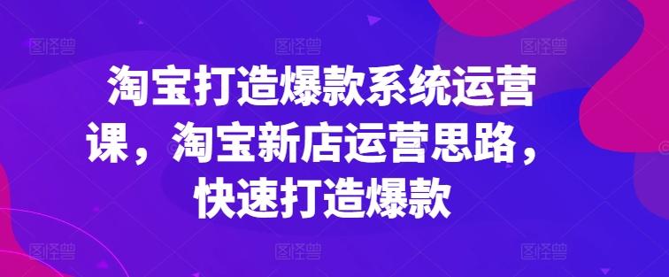 淘宝打造爆款系统运营课，淘宝新店运营思路，快速打造爆款-87创业网