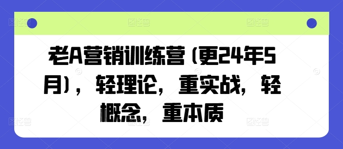 老A营销训练营(更24年12月)，轻理论，重实战，轻概念，重本质-87创业网