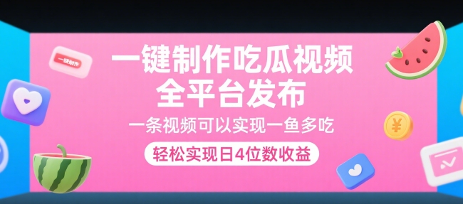 一键制作吃瓜视频，全平台发布，一条视频可以实现一鱼多吃，轻松实现日4位数收益【揭秘】-87创业网
